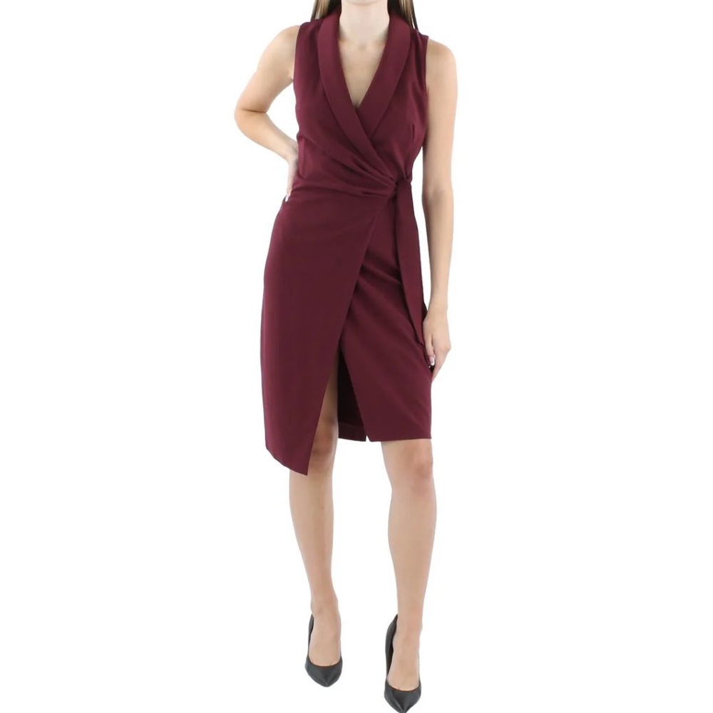 NEW $380 Black Halo burgundy sleeveless wrap dress size 10